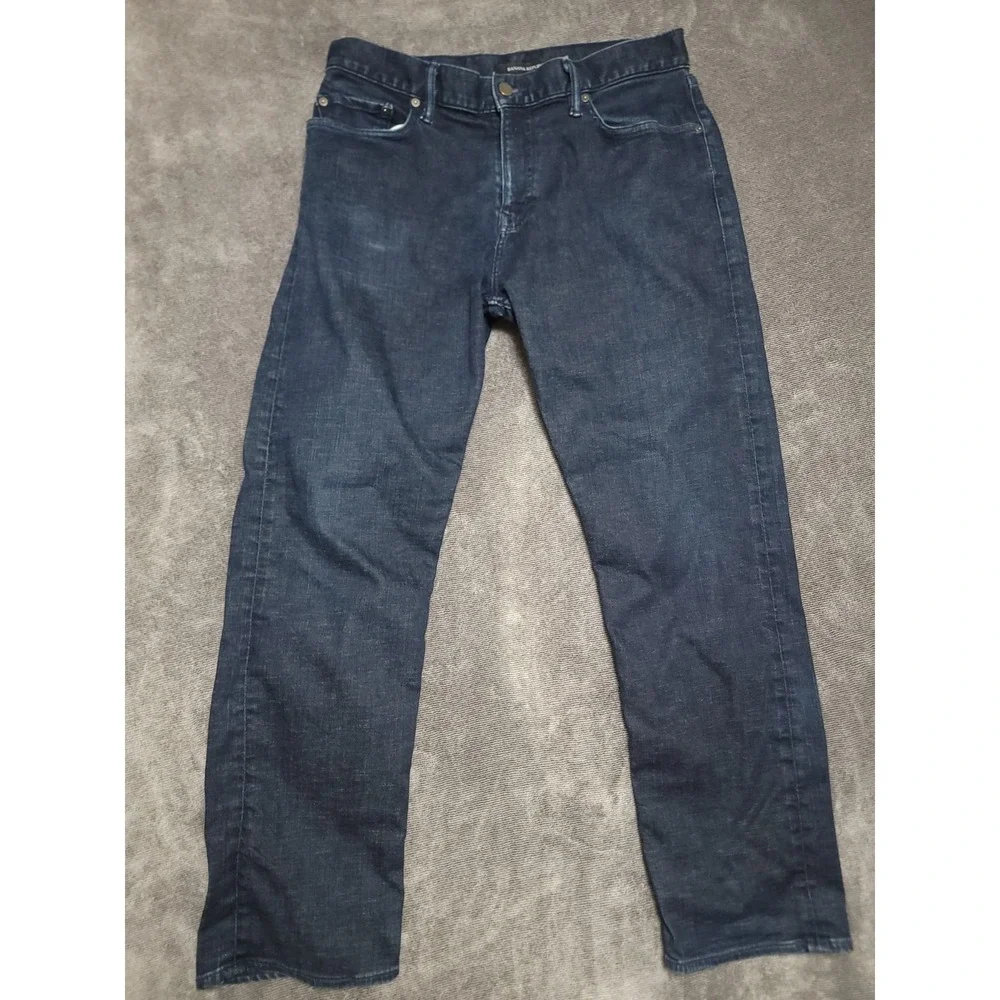 Banana Republic RMD Mens Dark Blue Jeans Straight Leg Sz 33 x 30 Distressed